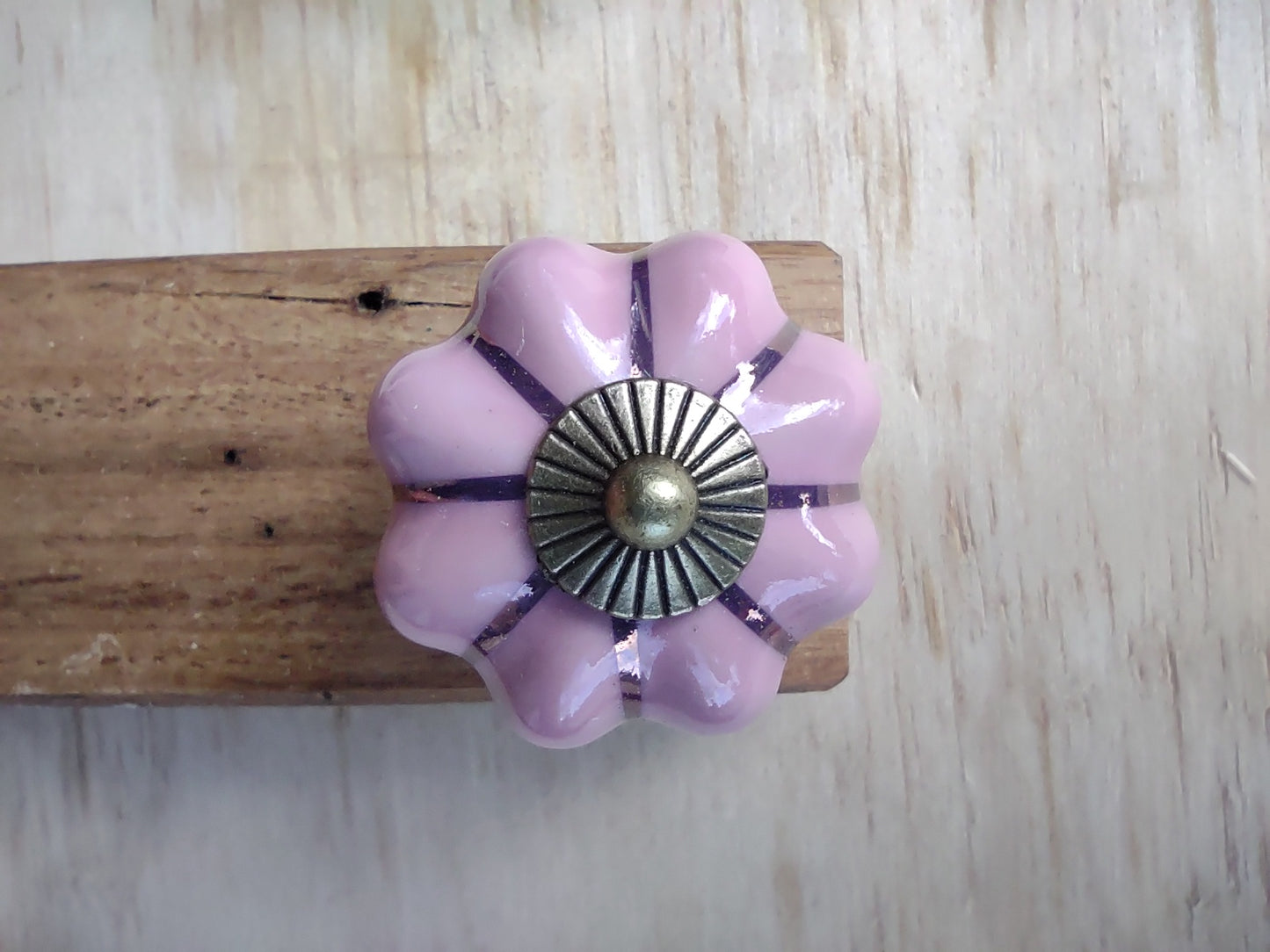 Door stop - Pink knob on Blonde timber.