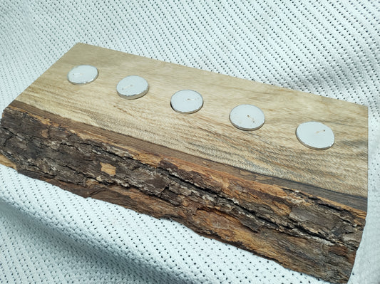 5 Tea lights - Bark edge, rectangle.