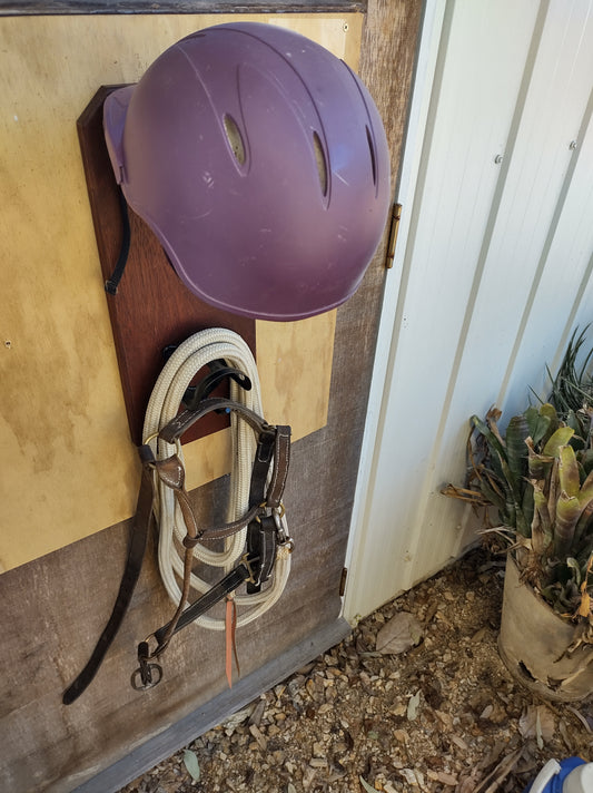 Helmet and bridle rack.