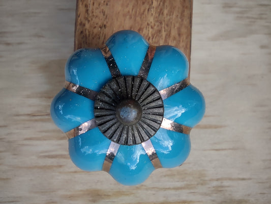 knob, Light Blue with silver flutes.