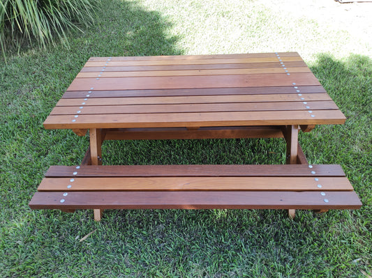 Picnic Table - With visible bolts.