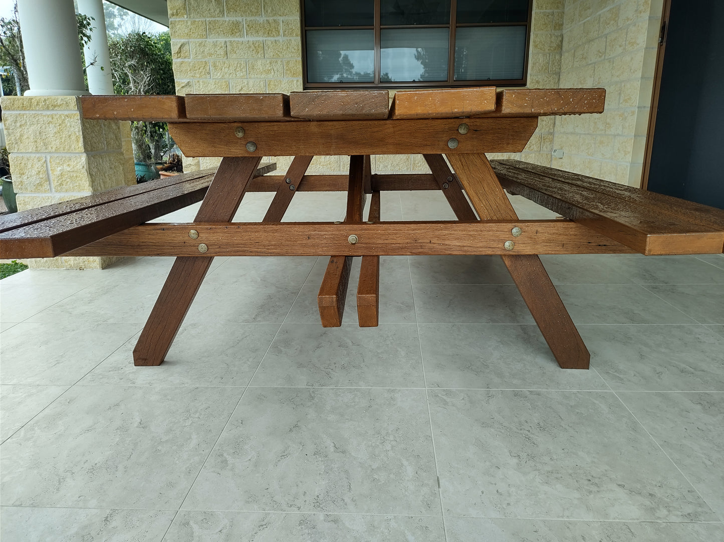 Picnic Table - No visible bolts.
